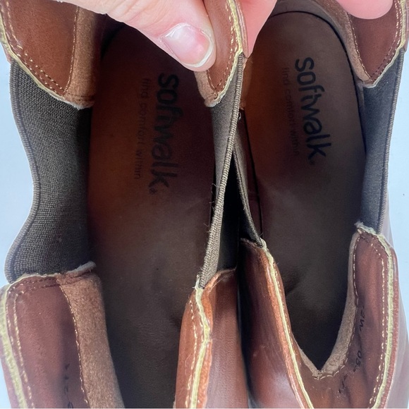 Softwalk Highland Chelsea Boots Women's Size 12W Pull-on Brown Leather Round Toe - Picture 7 of 8